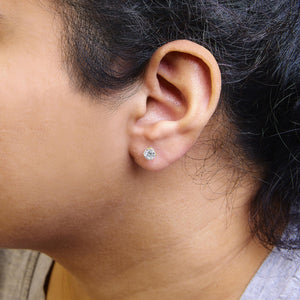 14K Gold Round Lab Grown Diamond Solitaire Stud Earrings with Screw Backs