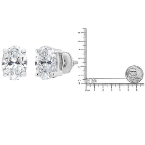14K White Gold Lab Grown Oval Solitaire Diamond Stud Earrings (F-G Color, VS2-SI1 Clarity)