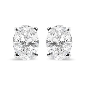 14K White Gold 3/4 Cttw Oval Shape Lab Grown Diamond Solitaire Stud Earrings (F-G Color, VS1-VS2 Clarity)