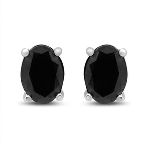 14K White Gold 1/2 Cttw Round Brilliant-Cut Black Diamond Classic 4-Prong Stud Earrings with Screw Backs (Fancy Color-Enhanced, I2-I3 Clarity)