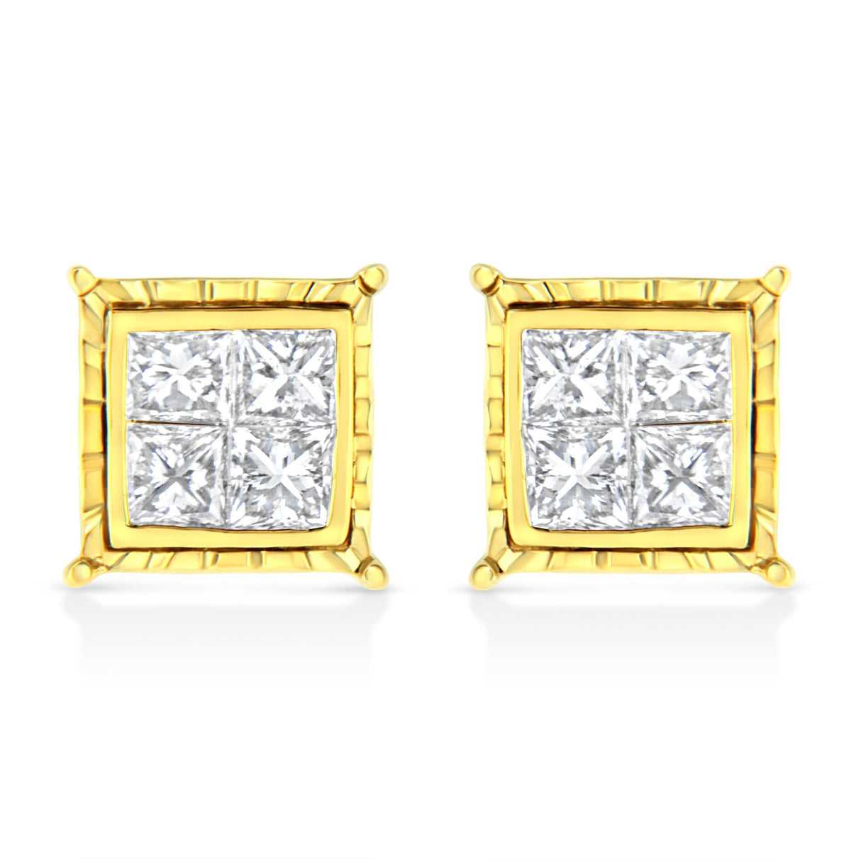 14K White Gold 1.0 Cttw 4-Prong Set Brilliant Round-Cut Solitaire Lab Grown Diamond Push Back Stud Earrings (E-F Color, VVS2-VS1 Clarity)