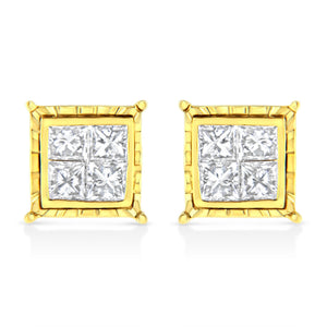 14K White Gold 1.0 Cttw 4-Prong Set Brilliant Round-Cut Solitaire Lab Grown Diamond Push Back Stud Earrings (E-F Color, VVS2-VS1 Clarity)