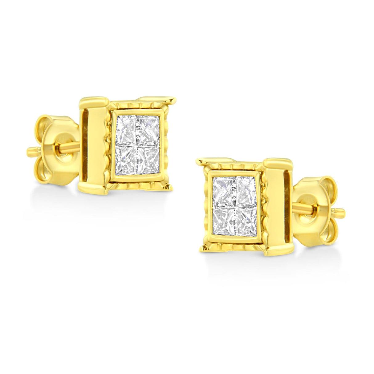 14K White Gold 1.0 Cttw 4-Prong Set Brilliant Round-Cut Solitaire Lab Grown Diamond Push Back Stud Earrings (E-F Color, VVS2-VS1 Clarity)