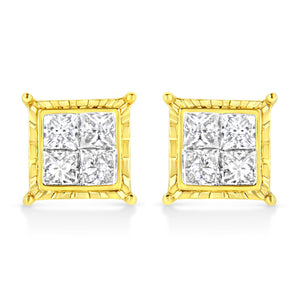 14K White Gold 1.0 Cttw 4-Prong Set Brilliant Round-Cut Solitaire Lab Grown Diamond Push Back Stud Earrings (E-F Color, VVS2-VS1 Clarity)