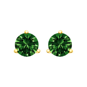 14K White Gold 1.0 Cttw 3-Prong Martini Set Lab Grown Green Diamond Solitaire Stud Earrings