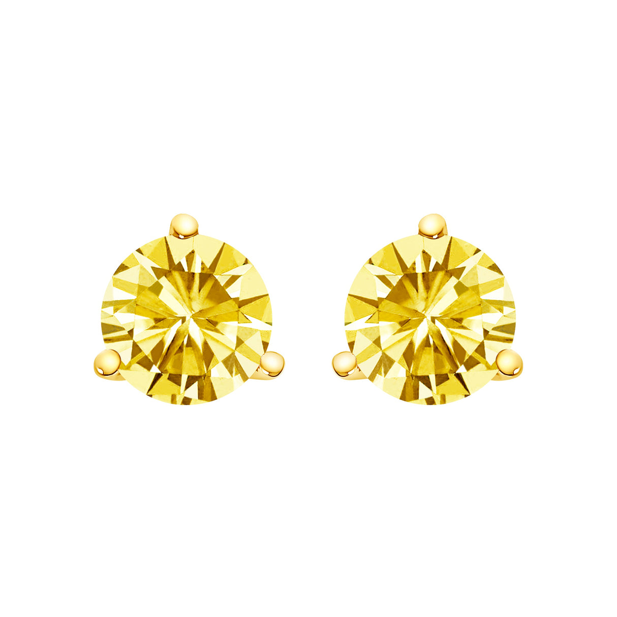 14K White Gold 3-Prong Martini Set 1.0 Cttw Yellow Lab Grown Diamond Solitaire Stud Earrings