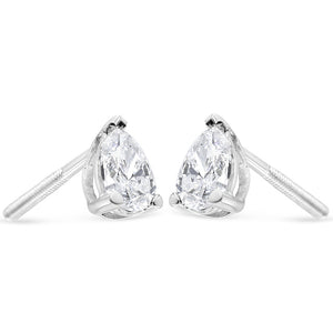 14K White Gold Pear Shape Solitaire Lab Grown Diamond Stud Earrings (F-G Color, VS2-SI1 Clarity)