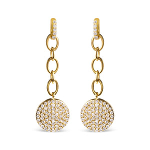 18K Yellow Gold Plated .925 Sterling Silver 1.0 Cttw Diamond Composite Cluster Dangle Chain Earrings (I-J Color, I1-I2 Clarity)