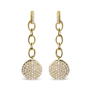 14K Yellow Gold 1.0 Cttw Diamond Chain Cluster Dangle Chain Earrings (I-J Color, I1-I2 Clarity)