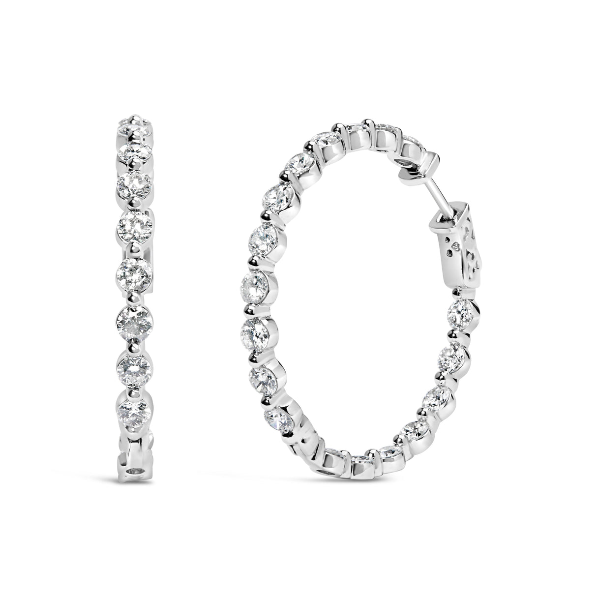 14K White Gold 5.00 Cttw Lab Grown Diamond Inside-Out Hoop Earring
