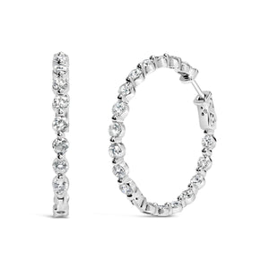 14K White Gold 5.00 Cttw Lab Grown Diamond Inside-Out Hoop Earring