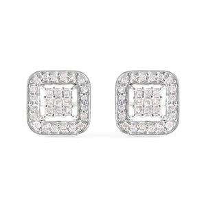 10K White Gold 5/8 Cttw Diamond Square Shaped Composite Stud Earrings (I-J Color, I1-I2 Clarity)