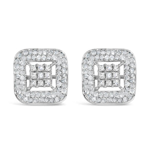 10K White Gold 1.00 Cttw Diamond Composite and Halo Stud Earrings (I-J Color, I1-I2 Clarity)