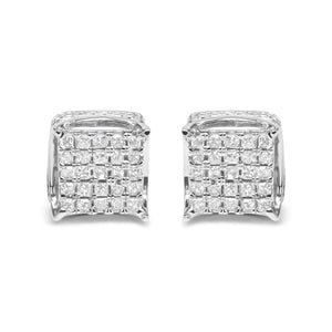 10K White Gold 1/2 Cttw Princess Cut Diamond Square Shaped Multi Stone Stud Earrings (H-I Color, SI1-SI2 Clarity)
