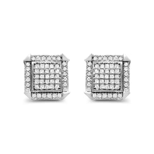 10K White Gold 1.0 Cttw Diamond  Composite with Halo Stud Earrings (H-I Color, I1-I2 Clarity)
