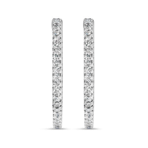 14K White Gold 1.0 Cttw Princess Diamond Inside Out Hoop Earrings (H-I Color, I1-I2 Clarity) - 23 MM