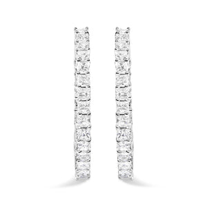 14K White Gold Natural Princess Cut Diamond Inside Out Hoop Earrings (G-H Color, SI2-I1 Clarity)