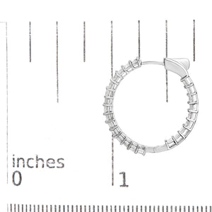 14K White Gold Natural Princess Cut Diamond Inside Out Hoop Earrings (G-H Color, SI2-I1 Clarity)