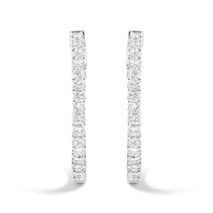 14K White Gold Natural Princess Cut Diamond Inside Out Hoop Earrings (G-H Color, SI2-I1 Clarity)