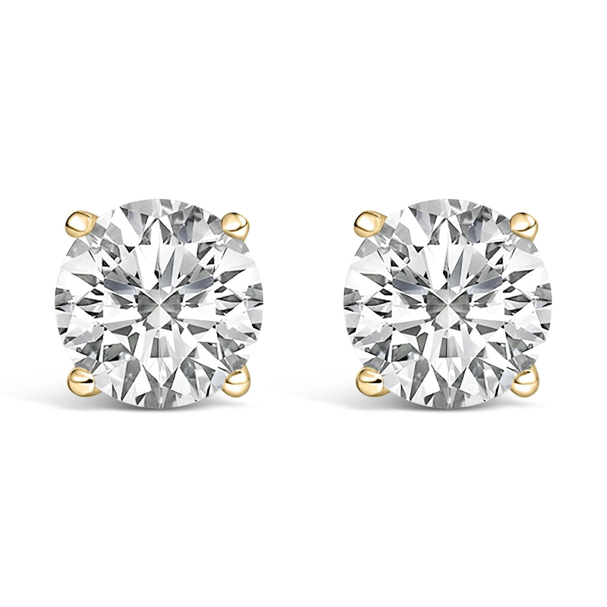 14K Gold Round Lab Grown Diamond Solitaire Stud Earrings with Screw Backs