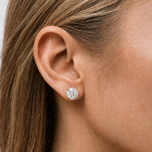 14K Gold Round Lab Grown Diamond Solitaire Stud Earrings with Screw Backs