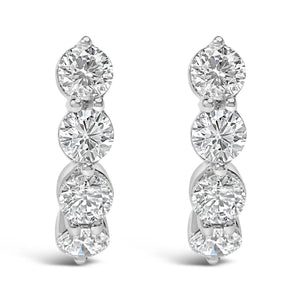 14K White Gold 1 1/4 Cttw Round Lab Grown Diamonds 5 Stone Open Hoop Stud Earrings (F-G Color, VS1-VS2 Clarity)