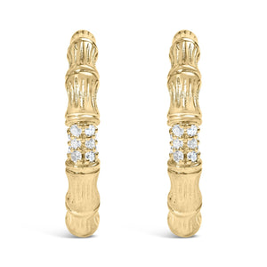 14K Yellow Gold Plated .925 Sterling Silver 1/6 Cttw Hammered J Hoop Earrings (H-I Color, I1-I2 Clarity)