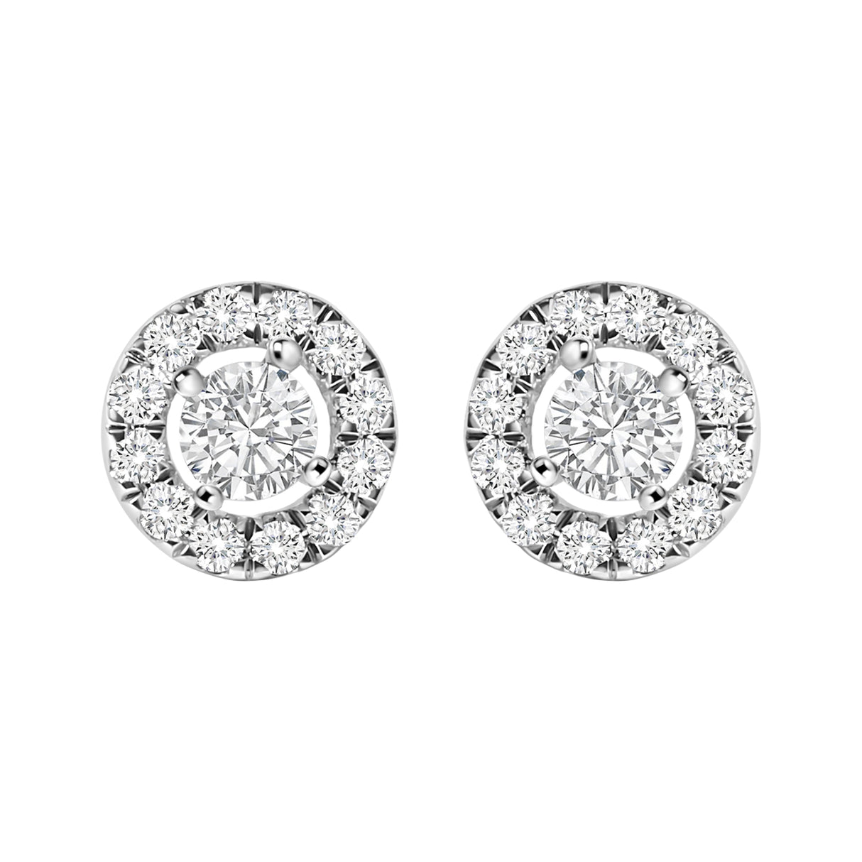 14K White Gold 3/4 Cttw Lab-Grown Diamond Floating Halo Stud Earring (F-G Color, VS1-VS2 Clarity)