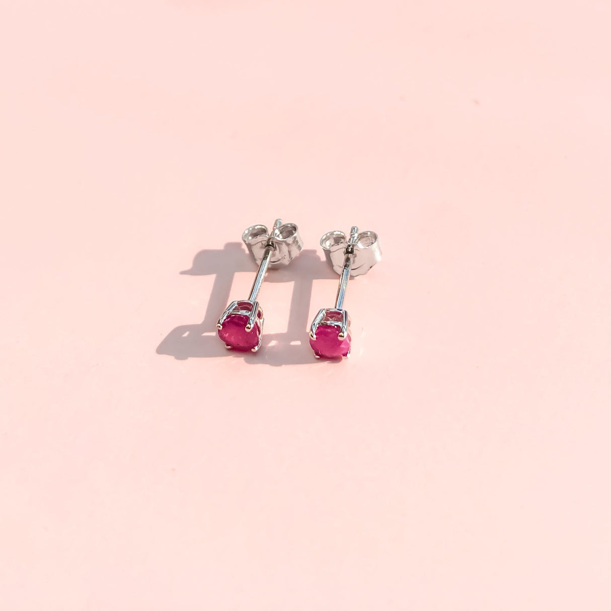 .925 Sterling Silver 3.5 MM Created Birthstone Solitaire Stud Earrings - Choice of Gemstone