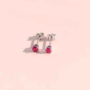 .925 Sterling Silver 3.5 MM Created Birthstone Solitaire Stud Earrings - Choice of Gemstone