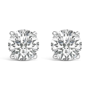 14K White Gold 4.0 Cttw Round Lab Grown Diamond Solitaire Stud Earrings with Screw Backs