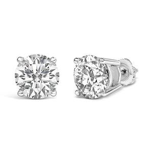 14K Gold Round Lab Grown Diamond Solitaire Stud Earrings with Screw Backs