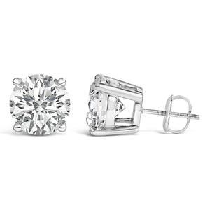 14K White Gold 4.0 Cttw Round Lab Grown Diamond Solitaire Stud Earrings with Screw Backs