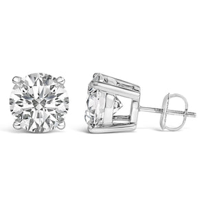 14K Gold Round Lab Grown Diamond Solitaire Stud Earrings with Screw Backs