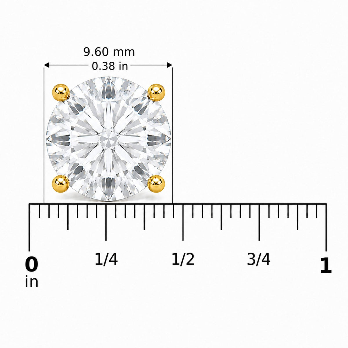 14K Gold Round Lab Grown Diamond Solitaire Stud Earrings with Screw Backs