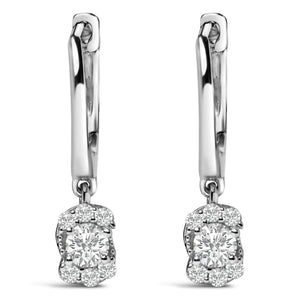 Sterling Silver 1/2 Cttw Lab Grown Diamond Floral Cluster Drop Earrings