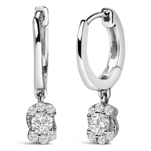 Sterling Silver 1/2 Cttw Lab Grown Diamond Floral Cluster Drop Earrings