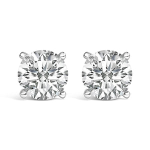 14K White Gold 2 1/2 Cttw Lab Grown Diamond Solitaire Stud Earrings