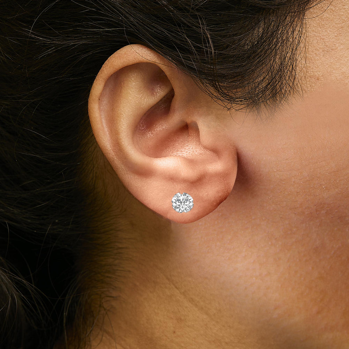 14K Gold Round Lab Grown Diamond Solitaire Stud Earrings with Screw Backs