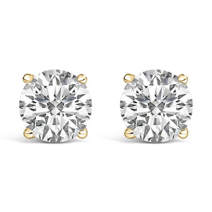 14K Gold Round Lab Grown Diamond Solitaire Stud Earrings with Screw Backs