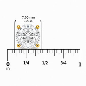 14K Gold Round Lab Grown Diamond Solitaire Stud Earrings with Screw Backs