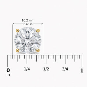 14K Gold Round Lab Grown Diamond Solitaire Stud Earrings with Screw Backs