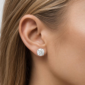 14K Gold Round Lab Grown Diamond Solitaire Stud Earrings with Screw Backs