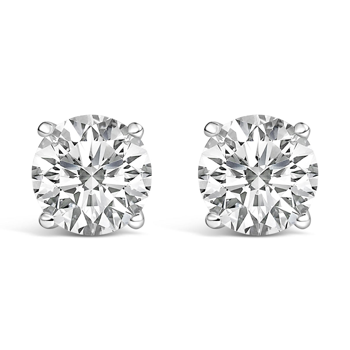 14K Gold Round Lab Grown Diamond Solitaire Stud Earrings with Screw Backs
