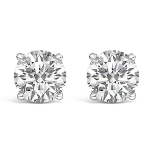 14K Gold Round Lab Grown Diamond Solitaire Stud Earrings with Screw Backs