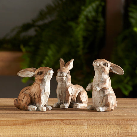 Carved stone garden rabbit figurine (set of 6)