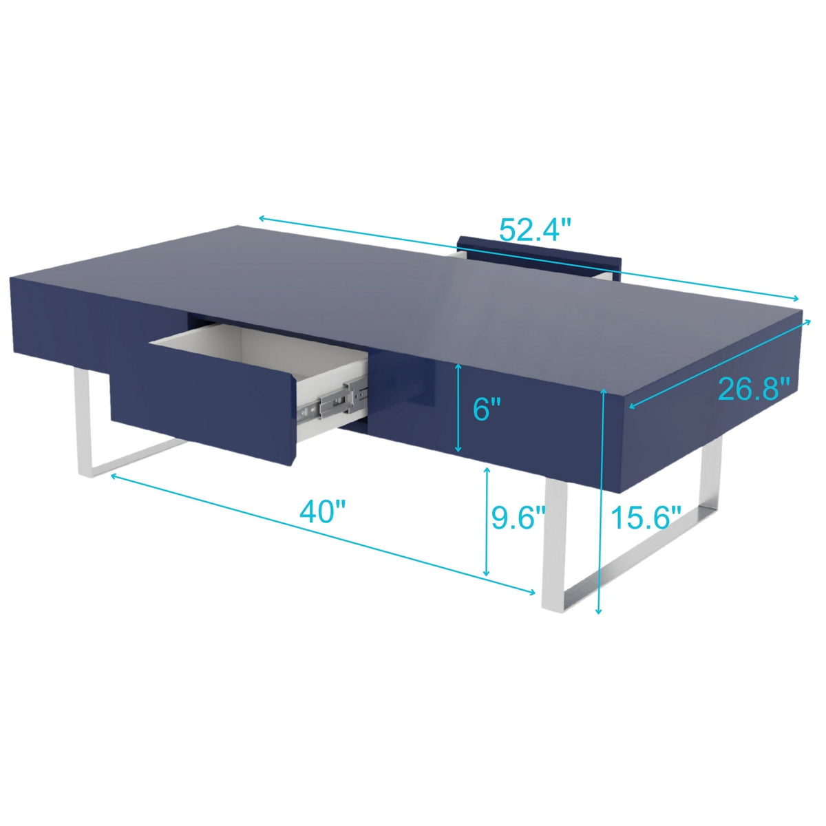 Rectangular Coffee Table with Hidden Storage - Blue or White