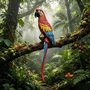 Hanging Scarlet Macaw Parrot Statue