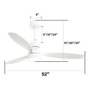 Ceiling Fan With Reversible DC Motor, LED Light, Solid Blades, Remote Control