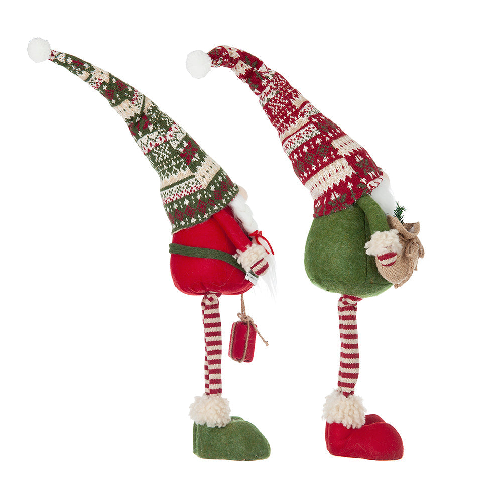 Set of 2 Fabric Standing Holiday Gnomes with Knit Hats – 29.5" H